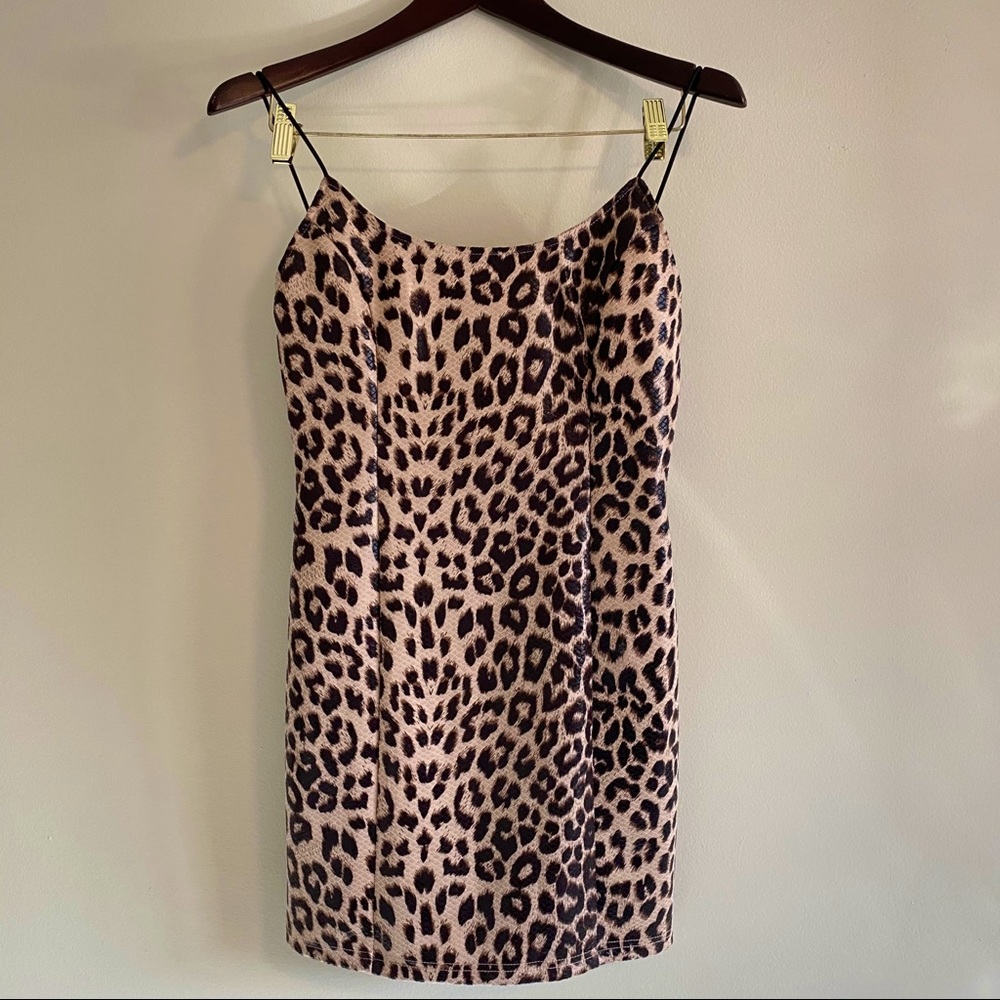 Blue Blush | Cheetah Leather Bodycon Dress